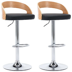 vidaXL Tabourets de bar lot de 2 noir similicuir et bois courbé