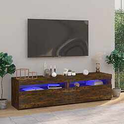 Maison Chic Meubles TV 2 pcs avec lumières LED - Banc TV pour salon Chêne fumé 75x35x40 cm -MN89684