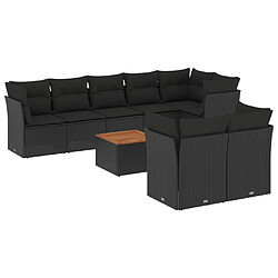 Maison Chic Ensemble Tables et chaises d'extérieur 9 pcs avec coussins,Salon de jardin noir résine tressée -GKD190653