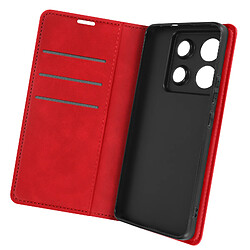 Avizar Étui pour Xiaomi Redmi Note 13 Pro Portefeuille Support Vidéo Soft Cover Rouge