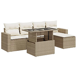 vidaXL Salon de jardin avec coussins 6 pcs beige résine tressée