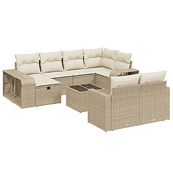 vidaXL Salon de jardin 11 pcs avec coussins beige résine tressée