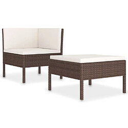 Maison Chic Salon de jardin 2 pcs avec coussins - Table et chaises d'extérieur - Mobilier/Meubles de jardin Moderne Résine tressée Marron -MN38218