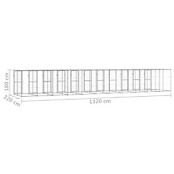 vidaXL Chenil extérieur Acier galvanisé avec toit 29,04 m² pas cher