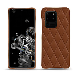 Coque cuir Samsung Galaxy S20 Ultra 5G - Coque arrière - Marron - Couture ( Nappa - Pantone #8B4720 ) - NOREVE