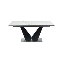 Acheter Table à manger extensible 6 à 8 personnes en céramique et métal - Effet marbre blanc et noir - OLETIA de Pascal MORABITO