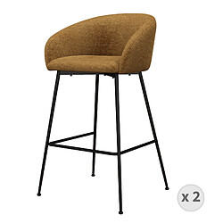 Moloo CHLOE-Fauteuil de bar en tissu Luxury Moutarde et métal noir (x2)