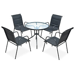 vidaXL Mobilier de salle à manger d'extérieur 5 pcs Acier Noir