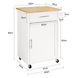 Avis SoBuy FKW102-WN Desserte de cuisine avec plan de travail, desserte avec porte et tiroir, blanc naturel