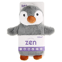 ZEN Bouillotte déhoussable en peluche Pingouin 750ml Gris clair pas cher