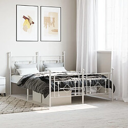 Maison Chic Cadre/structure de lit métal et tête de lit + pied de lit pour adulte - Lit Moderne Chambre blanc 135x190cm -MN79346