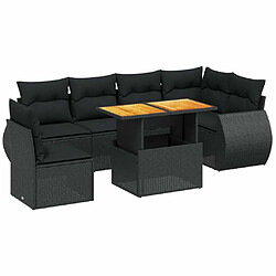 Maison Chic Ensemble Tables et chaises d'extérieur 7pcs avec coussins,Salon de jardin noir résine tressée -GKD489371