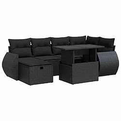 vidaXL Salon de jardin 7 pcs avec coussins noir résine tressée