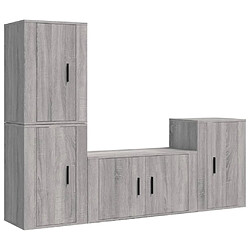 vidaXL Ensemble de meubles TV 4 pcs Sonoma gris Bois d'ingénierie