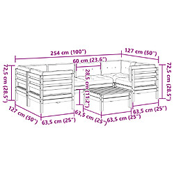Acheter vidaXL Salon de jardin 7 pcs avec coussins cire marron bois pin massif