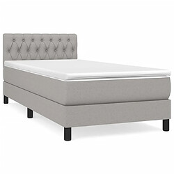 Maison Chic Lit adulte- Lit + matelas,Sommier à lattes de lit avec matelas Gris clair 100x200cm Tissu -GKD42594