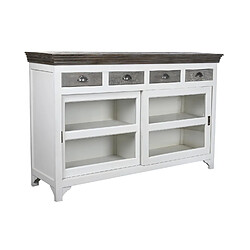 Avis Pegane Buffet, meuble de rangement en verre et bois de manguier coloris gris et blanc -Longueur 165 x Profondeur 45,7 x hauteur 105,4 cm