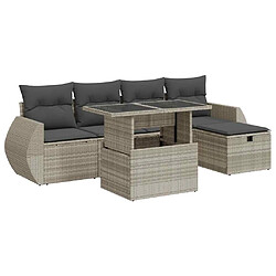 vidaXL Salon de jardin 6 pcs avec coussins gris clair résine tressée