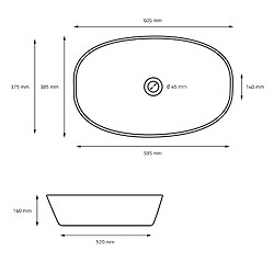 ML DESIGN MODERN LIVING Lavabo 605 x 385 x 140 mm en céramique noir pas cher