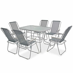 Maison Chic Mobilier à dîner 8 pcs de jardin - Ensemble table et chaises d'extérieur - Salon/Mobilier de jardin classique Acier et textilène Gris -MN81372