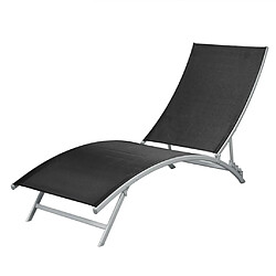 Helloshop26 Transat chaise longue bain de soleil lit de jardin terrasse meuble d'extérieur acier et textilène noir 02_0012245