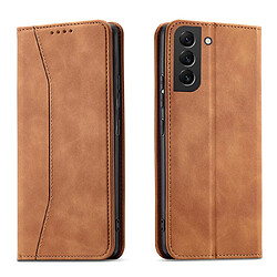 Ozzzo magnet fancy coque cover pour samsung galaxy s22 + (s22 plus) pouch wallet card support marron