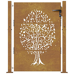 Avis vidaXL Portail de jardin 105x130 cm acier corten conception de l'arbre