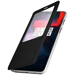 Avizar Housse OnePlus 6 Étui Coque Clapet à Fenêtre Fonction Stand Coque Rigide Noir