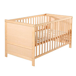 Lit bébé évolutif en bois hêtre naturel réglable en hauteur Roba 70x140