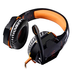 Wewoo Casque PC Orange pour ordinateur, Longueur de câble: 2.2m stéréo de jeu de basse avec micro et LED pas cher