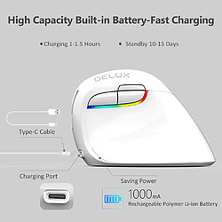 Avis Universal Souris mini ergonomique, sans fil, verticale, blanche, Bluetooth, 2.4GHz, RGB, rechargeable, silencieuse, cliquant sur la souris de bureau.