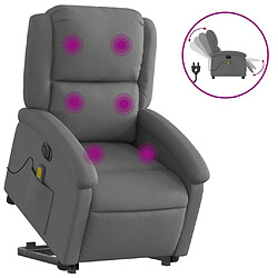 vidaXL Fauteuil inclinable de massage électrique Gris foncé Tissu