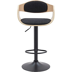 Avis Decoshop26 Tabouret de bar x1 design scandinave en tissu noir et structure en bois clair pieds métal noir 10_0005039