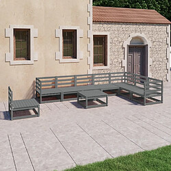 Maison Chic Ensemble de salle à manger de jardin 9 pcs,Table et chaises d'extérieur gris bois de pin massif -GKD361255