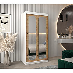 Abiks Meble Armoire PROMO T3 À Portes Coulissantes 200/100/62 2 Portes (Blanc/Artisan)