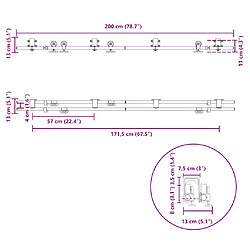 vidaXL Kit fixation porte coulissante 200 cm Acier inoxydable Argenté pas cher