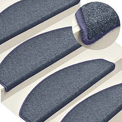 vidaXL Tapis de marches d'escalier 15 pcs Gris foncé et bleu 65x24x4cm