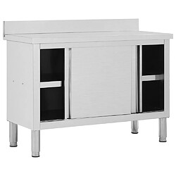 Avis Helloshop26 Table de travail avec portes coulissantes armoire de stockage de cuisine armoire de rangement restaurant hôtel cantine 120 x 50 x (95-97) cm acier inoxydable 02_0001899