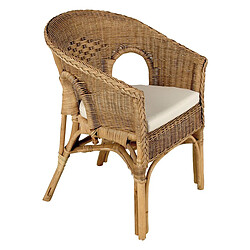 Aubry Gaspard Fauteuil avec coussin en moelle de rotin Galep.