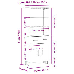 vidaXL Buffet haut Blanc 69,5x34x180 cm Bois d'ingénierie pas cher