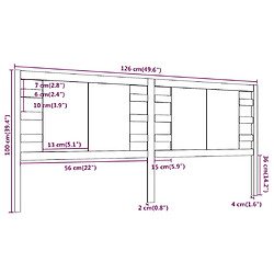 vidaXL Tête de lit Marron miel 126x4x100 cm Bois massif de pin pas cher