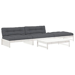 Maison Chic Salon de jardin 4 pcs + coussins - Mobilier/Meubles de jardin - Table et chaises d'extérieur blanc bois massif -MN68540