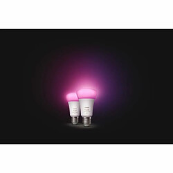 Philips Hue Pack 2 Ampoules LED Intelligentes E27 6.5W 570 lm A60 Hue White RGBW pas cher