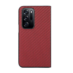 Coque en TPU + PU Housse antichoc, texture fibre de carbone, rouge pour votre Oppo Find N