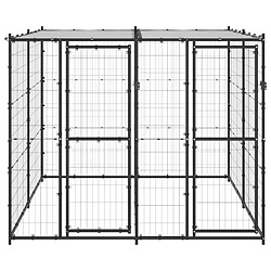 vidaXL Chenil extérieur Acier avec toit 4,84 m²