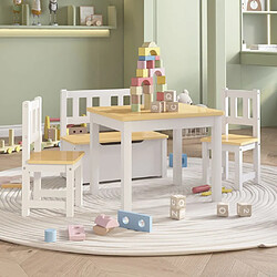 vidaXL Ensemble de table et chaises enfants 4 pcs Blanc et beige MDF