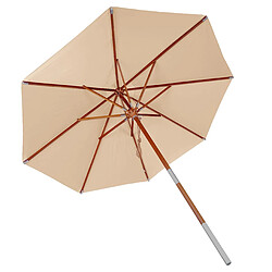 Mendler Parasol en bois HWC-C57, parasol de jardin, polyester/bois 14kg, corde ronde Ø3m antichocs ~ crème