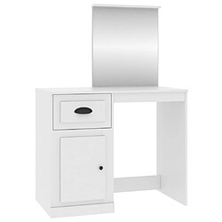 Helloshop26 Coiffeuse avec miroir 90 x 50 x 132,5 cm bois d'ingénierie blanc 02_0006255