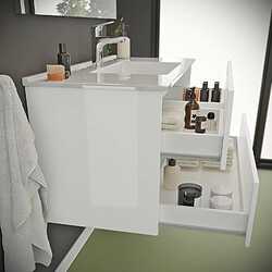 Avis Kiamami Valentina MEUBLE DE SALLE DE BAIN AVEC TIROIRS 100CM BLANC BRILLANT, LAVABO ET MIROIR | BENACO