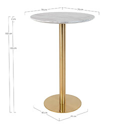 Acheter Mes Table à manger ronde 70x105 cm aspect marbre blanc et laiton - DERVAL